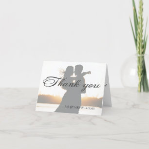 Elegant Romantic CalliGraph Photo Bröllop Tack Kort