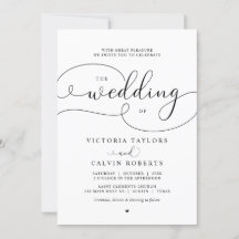 Elegant Romantic Calligraphy Script Bröllop Invita