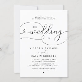 Elegant Romantic Calligraphy Script Bröllop Invita Inbjudningar