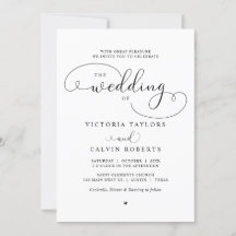 Elegant Romantic Calligraphy Script Bröllop Invita