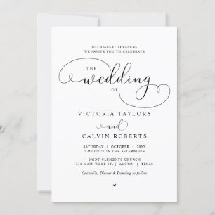 Elegant Romantic Calligraphy Script Bröllop Invita Inbjudningar