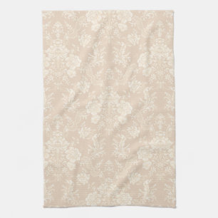 Elegant Romantic Chic Blommigt Damask-Cream Kökshandduk