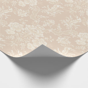 Elegant Romantic Chic Blommigt Damask-Cream Presentpapper