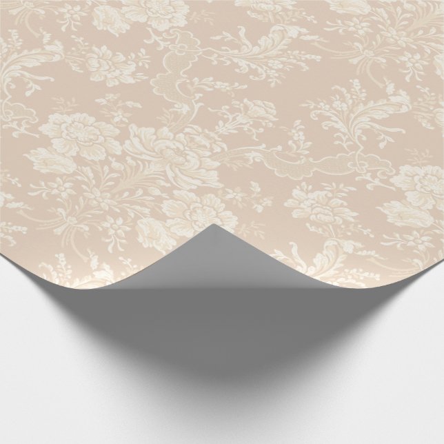 Elegant Romantic Chic Blommigt Damask-Cream Presentpapper (Hörn)