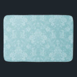 Elegant Romantic Chic Blommigt Damask-Mint Badrumsmatta<br><div class="desc">Elegantens vintage-inspirerade blommigt-dammdesign med monokromma,  ljusa på mörk-pastellhalvblommor,  lövliknande scrollsar och svälja av delikat lacy rosett band. Mönster är sömlöst och kan byggas upp eller ned.</div>