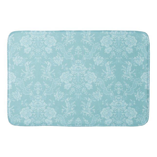 Elegant Romantic Chic Blommigt Damask-Mint Badrumsmatta (Framsidan)
