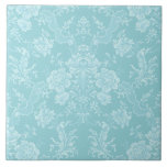 Elegant Romantic Chic Blommigt Damask-Mint Kakelplatta<br><div class="desc">Elegantens vintage-inspirerade blommigt-dammdesign med monokromma,  ljusa på mörk-pastellhalvblommor,  lövliknande scrollsar och svälja av delikat lacy rosett band. Mönster är sömlöst och kan byggas upp eller ned.</div>