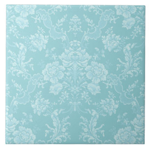 Elegant Romantic Chic Blommigt Damask-Mint Kakelplatta