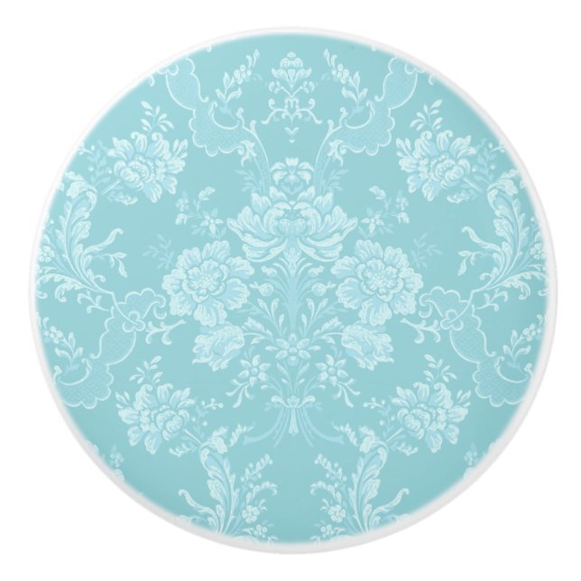 Elegant Romantic Chic Blommigt Damask-Mint Knopp (Framsidan)