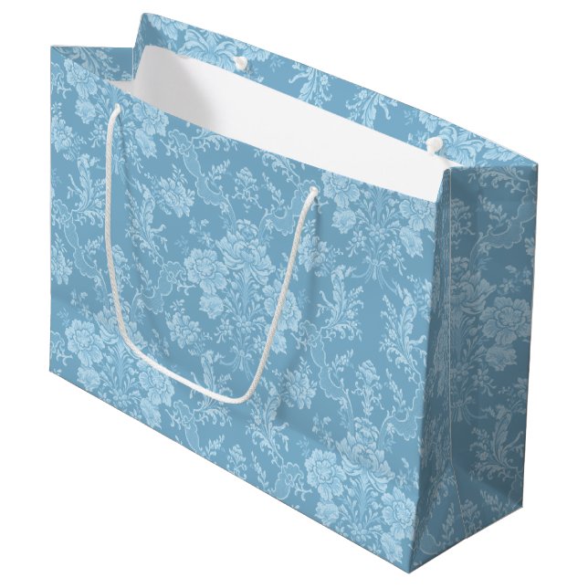 Elegant Romantic Chic Blommigt Damask-Pastel Blue (Framsidan Vinklad)