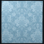 Elegant Romantic Chic Blommigt Damask-Pastel Blue Tygservett<br><div class="desc">Elegantens vintage-inspirerade blommigt-dammdesign med monokrom chic-pastellblåa blommor med ljus på mörk,  lövliknande scrollsar och svampar med känslig lacy rosett band. Mönster är sömlöst och kan byggas upp eller ned.</div>