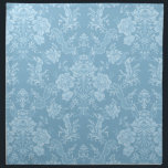 Elegant Romantic Chic Blommigt Damask-Pastel Blue Tygservett<br><div class="desc">Elegantens vintage-inspirerade blommigt-dammdesign med monokrom chic-pastellblåa blommor med ljus på mörk,  lövliknande scrollsar och svampar med känslig lacy rosett band. Mönster är sömlöst och kan byggas upp eller ned.</div>