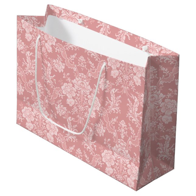 Elegant Romantic Chic Blommigt Damask-Pastel Rosa (Framsidan Vinklad)