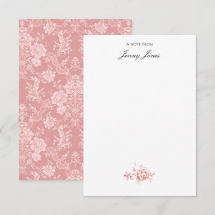 Elegant Romantic Chic Blommigt Damask-Pastel Rosa Anteckningskort