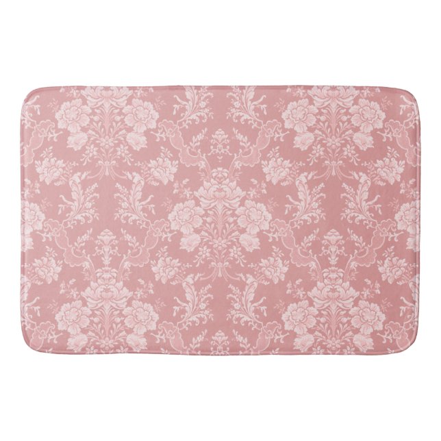Elegant Romantic Chic Blommigt Damask-Pastel Rosa Badrumsmatta (Framsidan)