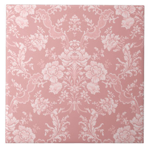 Elegant Romantic Chic Blommigt Damask-Pastel Rosa Kakelplatta
