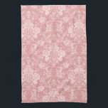 Elegant Romantic Chic Blommigt Damask-Pastel Rosa Kökshandduk<br><div class="desc">Elegantens vintage-inspirerade blommigt-dammdesign med monokrom chic-ljus-på-mörk-pastellblommor,  lövliknande scrollsar och svagar av delikat lacy rosett band. Mönster är sömlöst och kan byggas upp eller ned.</div>