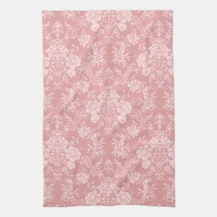 Elegant Romantic Chic Blommigt Damask-Pastel Rosa Kökshandduk
