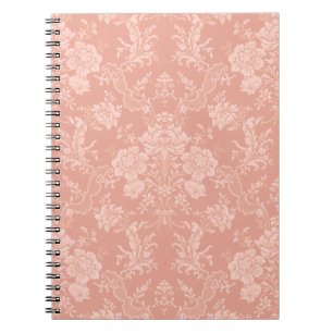 Elegant Romantic Chic Blommigt Damask-Peach Anteckningsbok