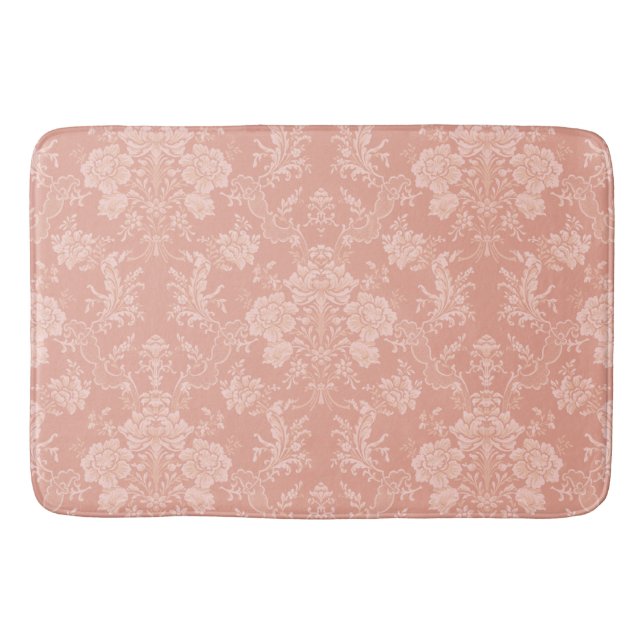 Elegant Romantic Chic Blommigt Damask-Peach Badrumsmatta (Framsidan)