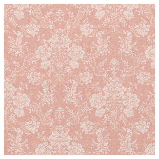 Elegant Romantic Chic Blommigt Damask-Peach Tyg (Närbild)