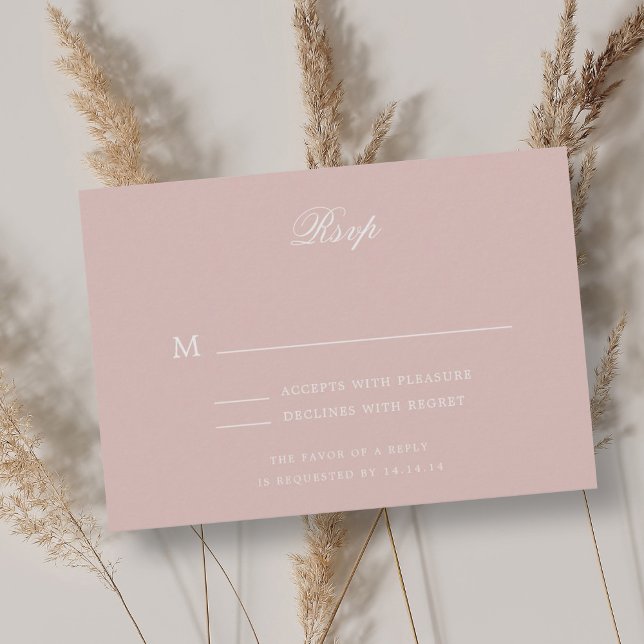 Elegant Romantic Classic Bröllop OSA Dusty  Kort (Elegant Romantic Classic Wedding RSVP Dusty Blush)
