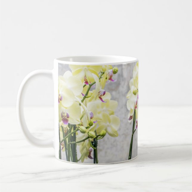 Elegant Romantic Cream & Lilac Orchids Kaffemugg (Vänster)