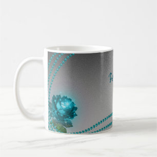 Elegant Romantic Crystal Blue Ro Pearls Chic Kaffemugg