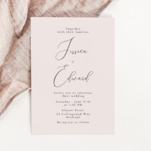 Elegant Romantic Dusty Ro Script Bröllop Inbjudningar