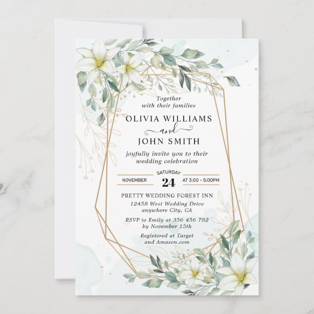 Elegant Romantic Eucalyptus Greenery - F001 Invita Inbjudningar (Framsida)