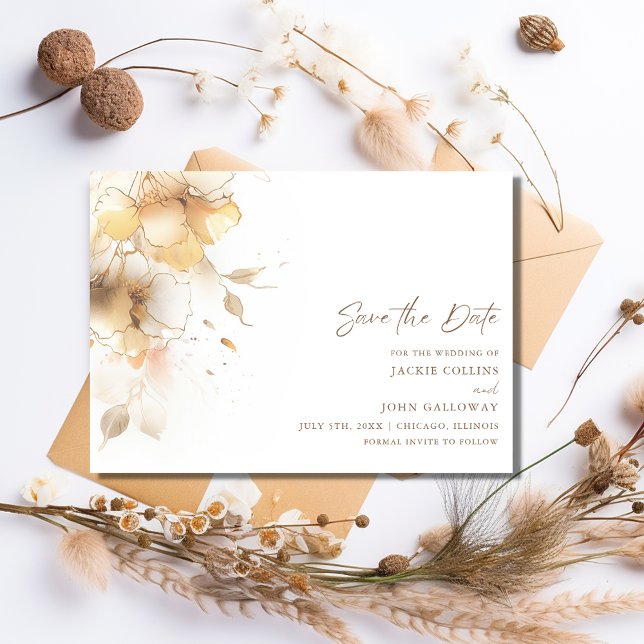 Elegant Romantic Fall Blommigt Bröllop Spara Datumet (Elegant Romantic Fall Floral Wedding Save The Date)