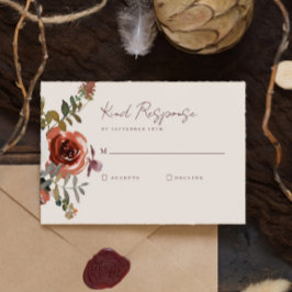 Elegant Romantic Fall Blommigt Red Bröllop OSA Kort