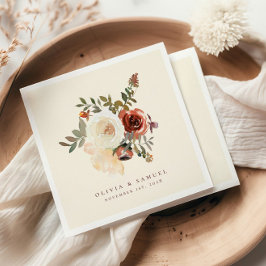 Elegant Romantic Fall Blommigt Red Bröllop Pappersservett