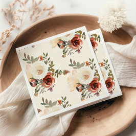 Elegant Romantic Fall Blommigt Red Bröllop Pappersservett