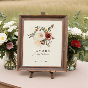 Elegant Romantic Fall Blommigt Wedding Favands Sig Fototryck