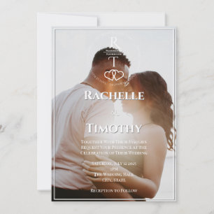 Elegant Romantic Färg Photo Bröllop Inbjudningar