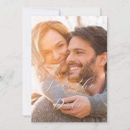 Elegant Romantic Färg Script 1 Photo Bröllop Spara Datumet