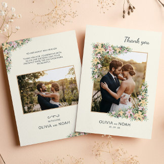 Elegant Romantic Floral Thank You Photo Spara Datumet