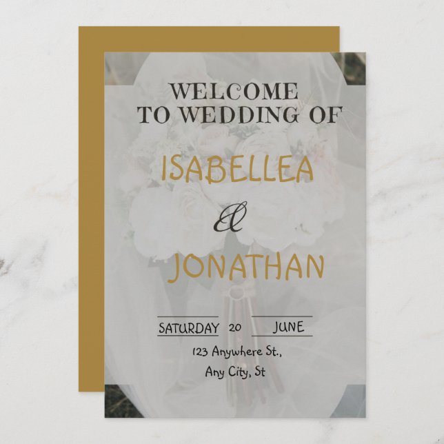 Elegant Romantic Floral Wedding Invitation Inbjudningar (Fram/baksida)