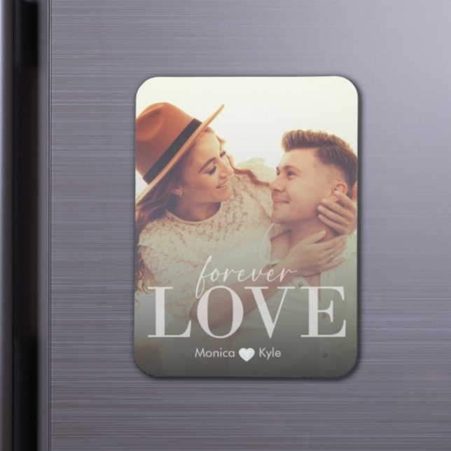 Elegant Romantic Forever love Anpassningsbar Photo Magnet (Couples custome photo Forever Love Romantic magnet)
