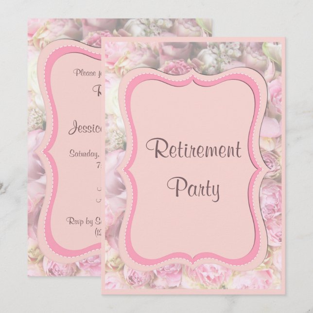 Elegant & Romantic Framed Bouquet Pension Inbjudningar (Fram/baksida)