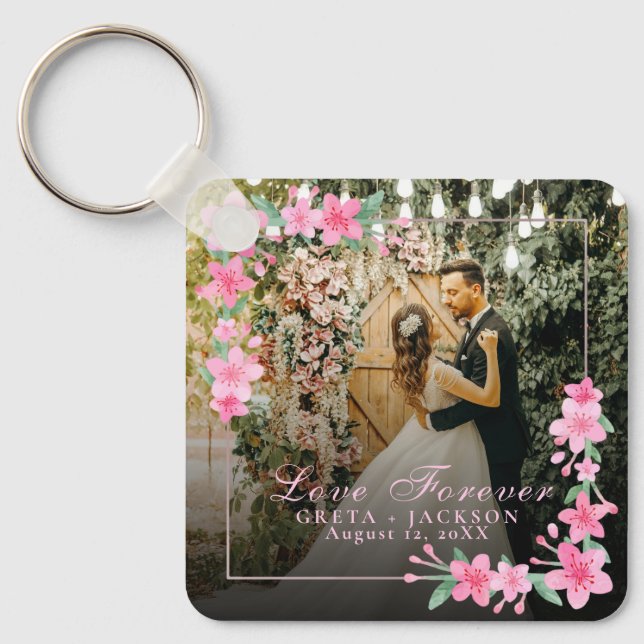 Elegant Romantic Glad Alla hjärtans dag-foto Nyckelring (Framsida)