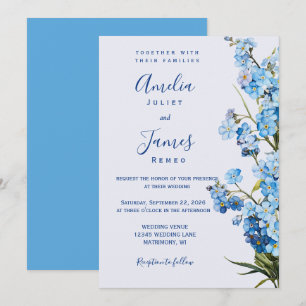 Elegant Romantic "Glöm-Me-Not" Blommigt Bröllop Inbjudningar