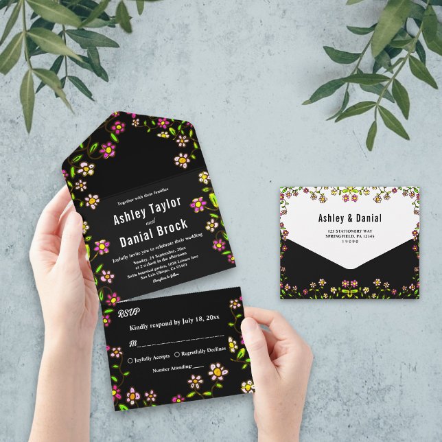 Elegant Romantic Glow Flowers Boho Blommigt Bröllo (Skapare uppladdad)
