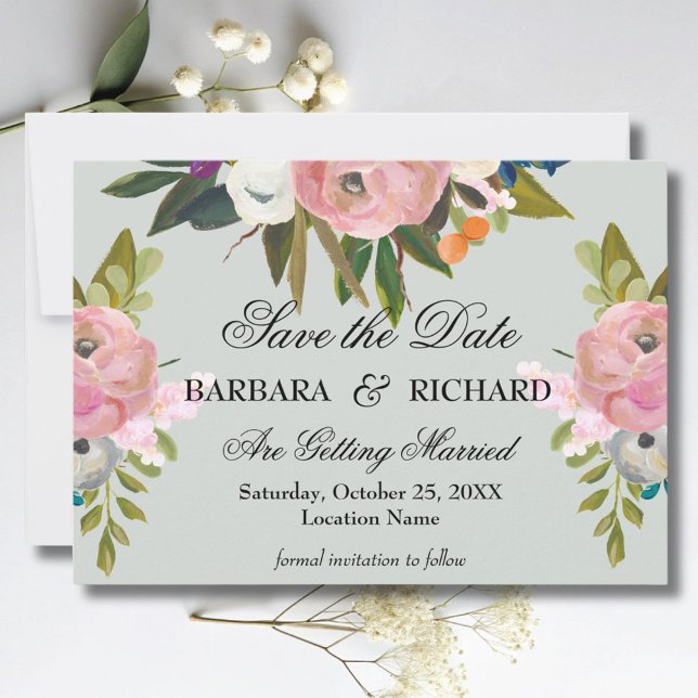 Elegant Romantic Handpainted Floral Wedding Spara Datumet (Skapare uppladdad)