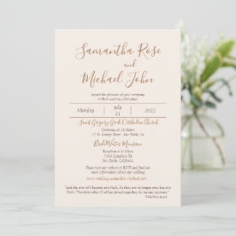 Elegant Romantic Ivory Cream Benvita Bröllop Inbjudningar