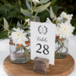 Elegant Romantic Laurel Monogram Bröllop Bordsnummer<br><div class="desc">Monogrammed bord-kort med en kombination av ett klassiskt bröllop-skript och elegant serif,  grey och svart typsnitt på vit bakgrund.</div>