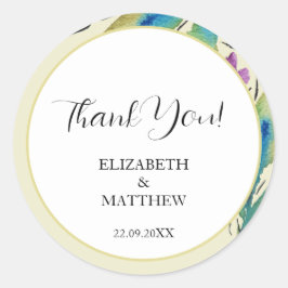 Elegant Romantic Lila Wildblommor Watercolor Art Runt Klistermärke