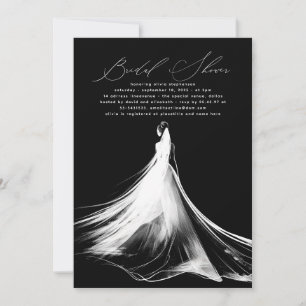Elegant Romantic Minimalist Black Möhippa Inbjudningar