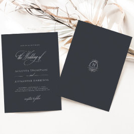 Elegant Romantic Monogram Classy Bröllop Inbjudningar